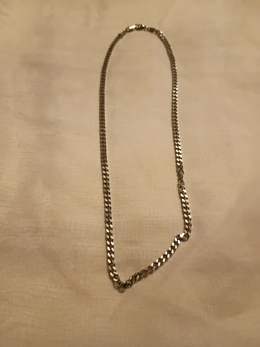 Men's Polished Silver Curb Chain Necklace
